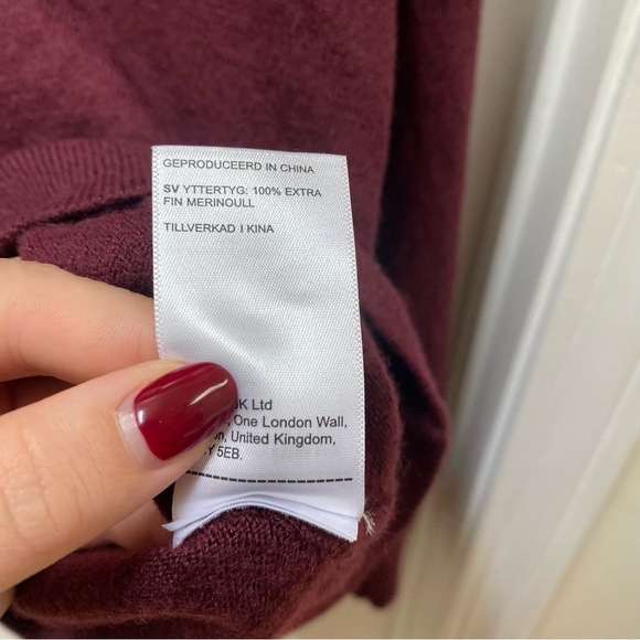 UNTUCKit belgaurdo maroon red merino wool pull over zip sweater - Picture 6 of 7